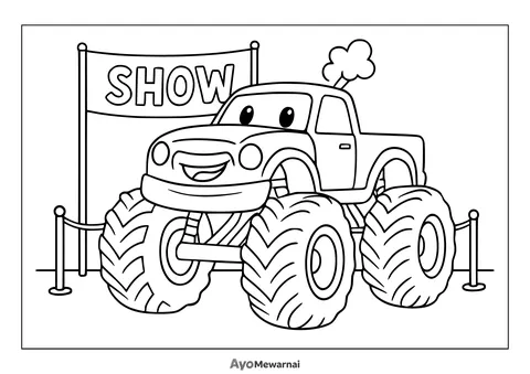 Gambar Mewarnai Truk Monster di Pameran