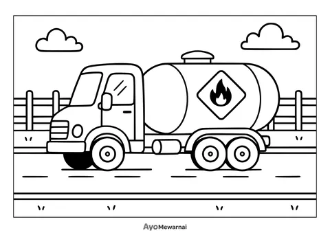 Gambar Mewarnai Truk Tangki Membawa Bahan Kimia