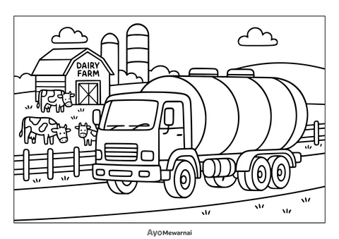 Gambar Mewarnai Truk Tangki Membawa Susu
