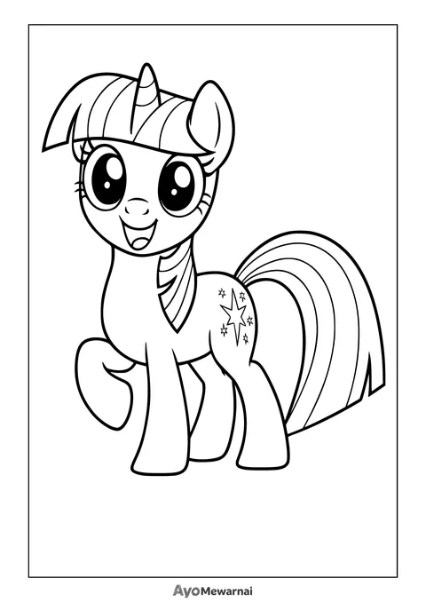 Gambar Mewarnai Twilight Sparkle Ceria