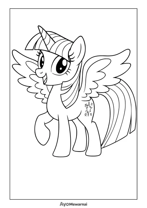 Gambar Mewarnai Twilight Sparkle Menjadi Alicorn