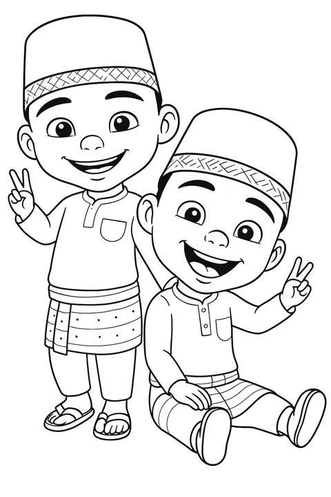 Gambar Mewarnai Upin Ipin Baju Melayu